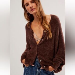 Free People One Sela Fuzzy Cardigan